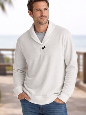 Gear For Sports Shawl Collar Pullover Sweater XXL White Cozy Casual